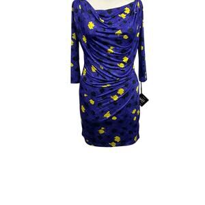 NWT Kinder Agguigini‎ For Impulse purple off shoulder skin tight dress sz XS